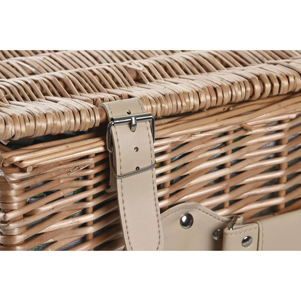 Cestino DKD Home Decor Picnic Naturale Verde vimini (44 x 30 x 22 cm)