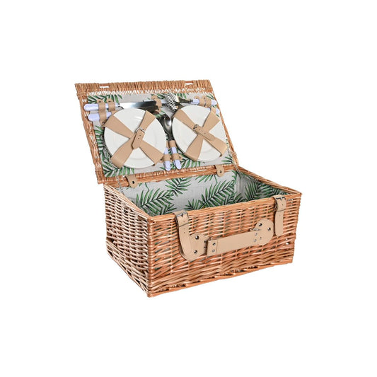 Cestino DKD Home Decor Picnic Naturale Verde vimini (44 x 30 x 22 cm)