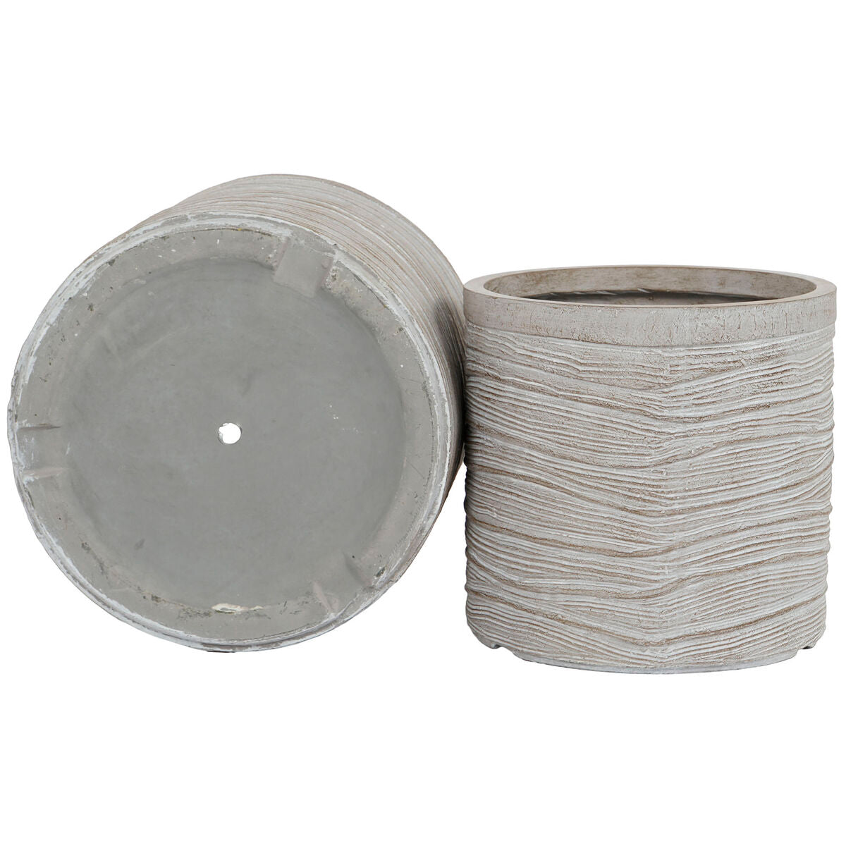 Set di vasi da fiori Home ESPRIT Beige Fibra di Vetro Magnesio 44,5 x 44,5 x 44 cm (3 Unità)