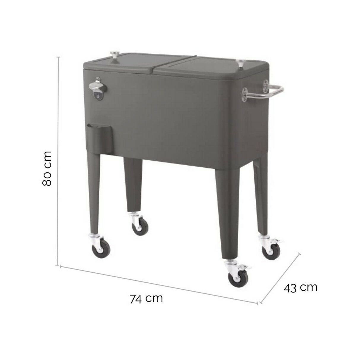 Frigo Portatile Fresh Grigio Metallo 74 x 43 x 80 cm