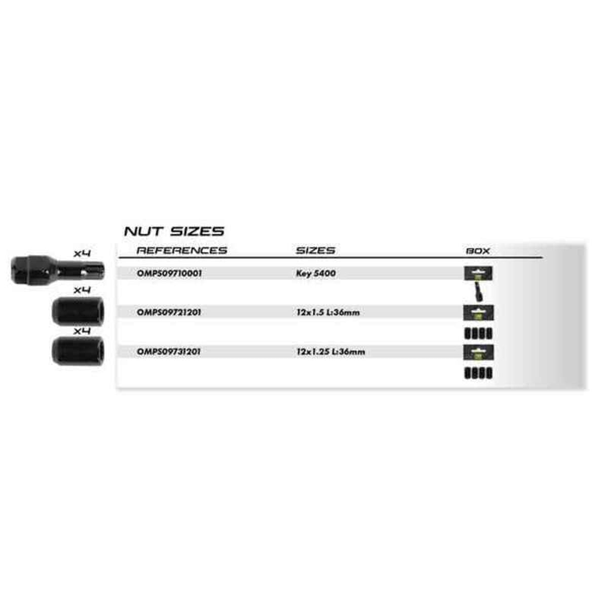 Dado OMP OMPS09721201 M12 x 1,50 4 uds Nero