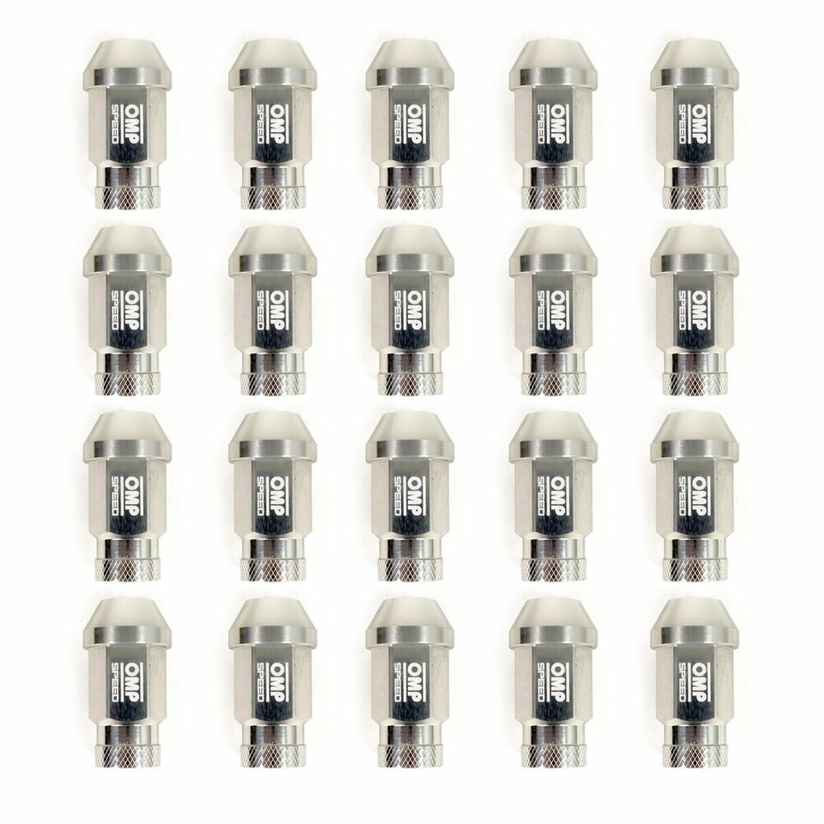 Set Dadi OMP 7075 40 mm M14 x 1,50 20 uds Argento