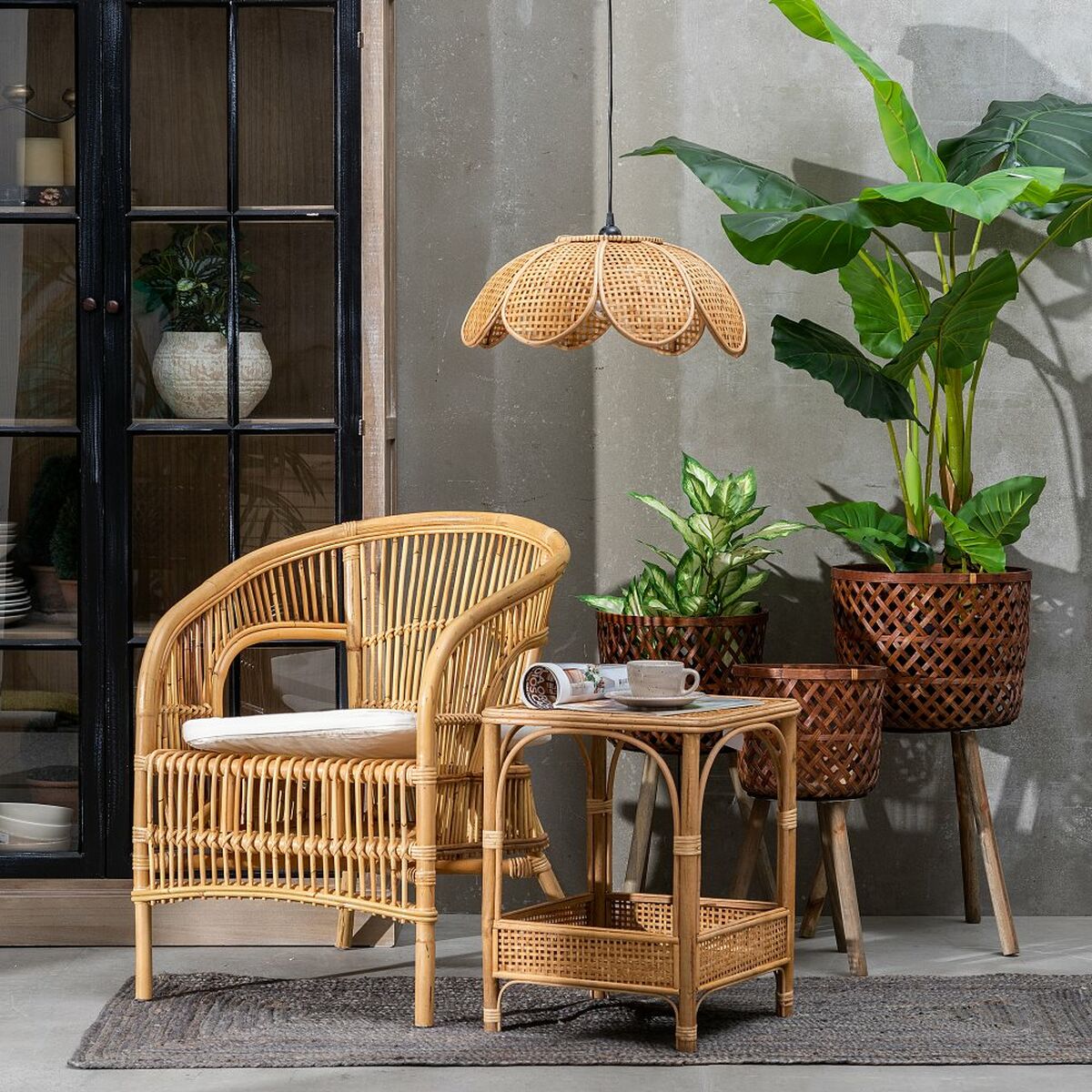 Set di vasi da fiori 37 x 37 x 69 cm Marrone Bambù (3 Unità)
