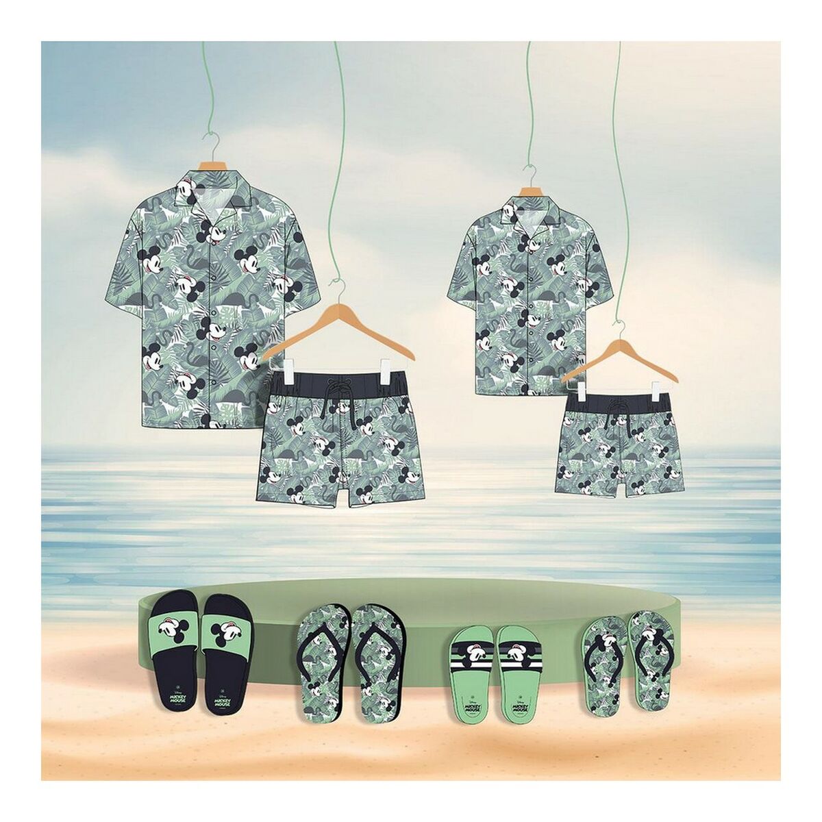 Costume da Bagno Bambino Mickey Mouse Verde Verde Chiaro