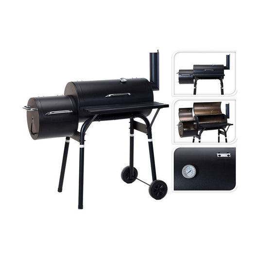 Barbecue a Carbone con Coperchio e Ruote EDM Nero (Ø 44 x 70 cm)