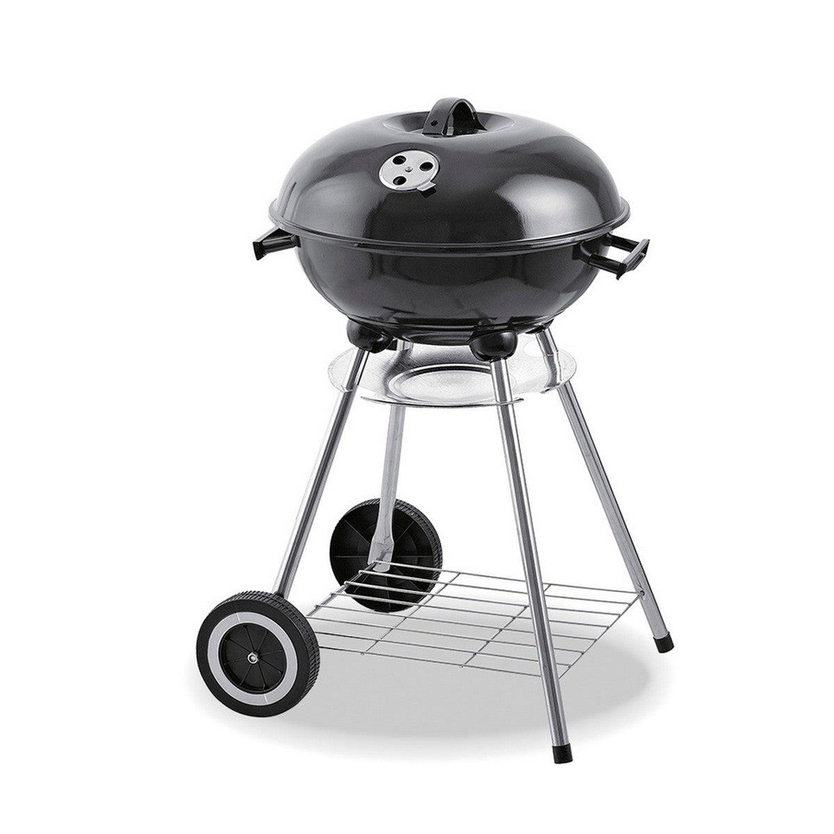 Barbecue a Carbone con Coperchio e Ruote EDM Nero (Ø 44 x 70 cm)