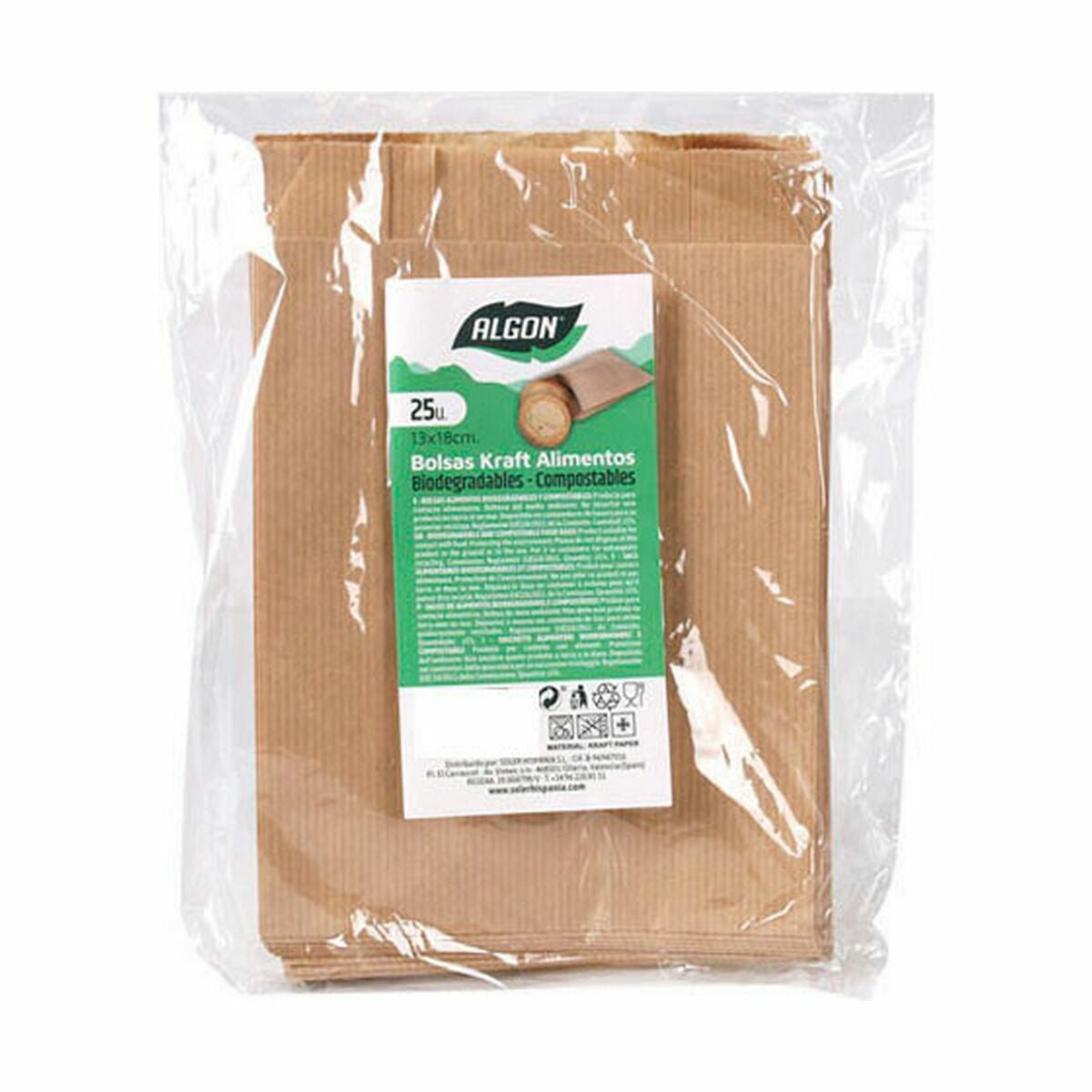 Set di Buste Algon Monouso carta kraft 25 Pezzi 13 x 18 cm (36 Unità)