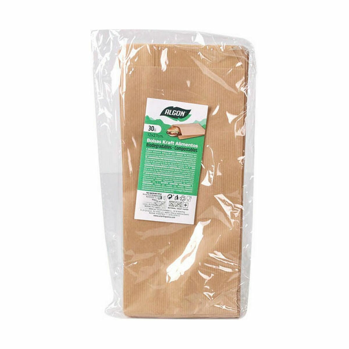 Set di Buste Algon Monouso carta kraft 30 Pezzi 27 x 12 cm (24 Unità)