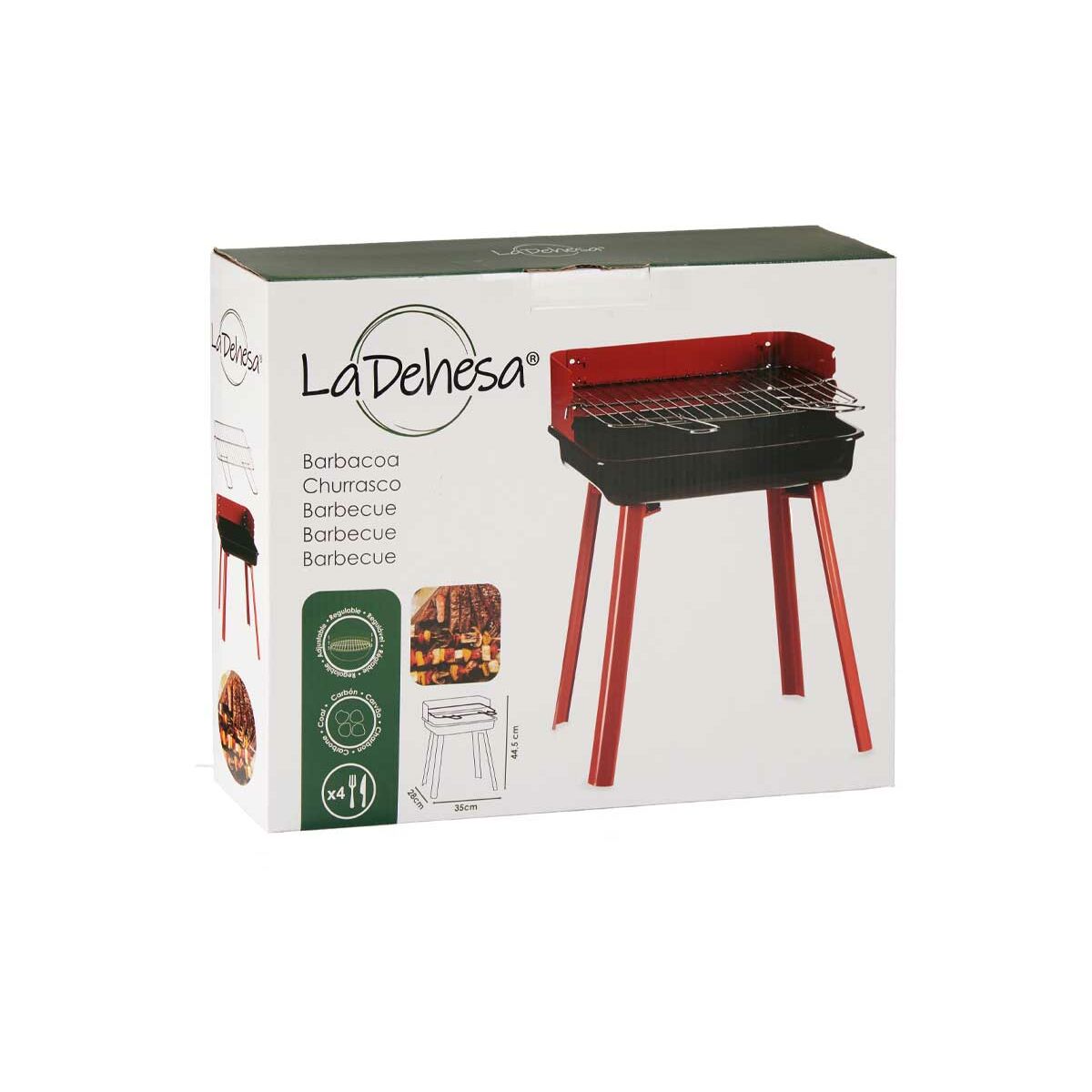 Barbecue a Carbone con Gambe Rosso Ferro 28 x 44,5 x 35 cm (6 Unità)