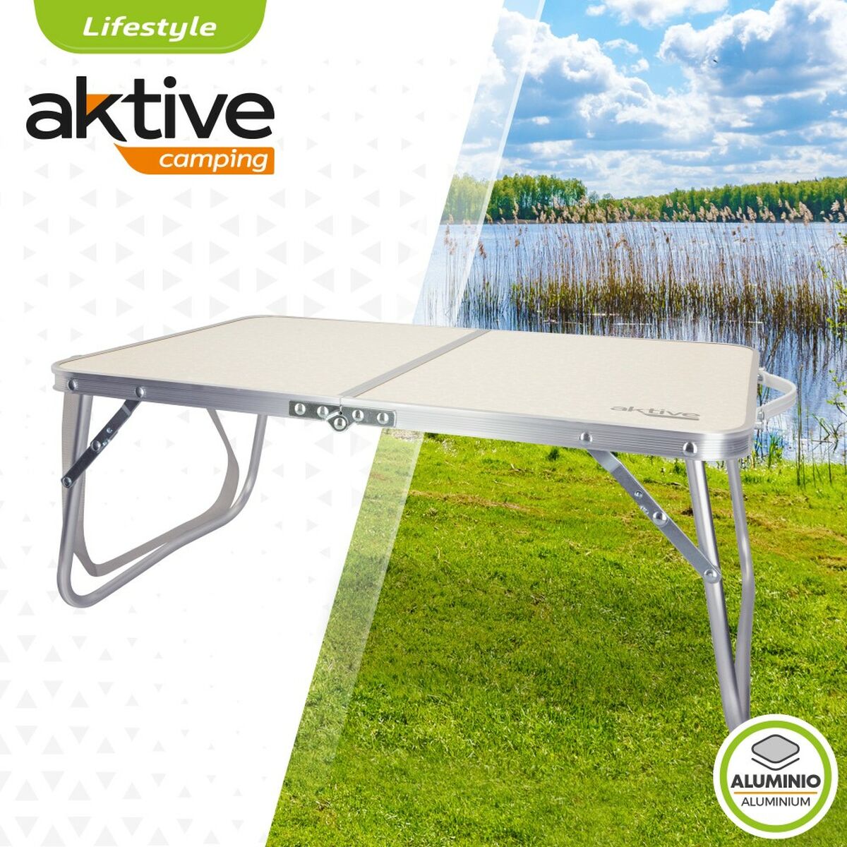 Tavolo Pieghevole Aktive Crema 60 x 25 x 40 cm (4 Unità)