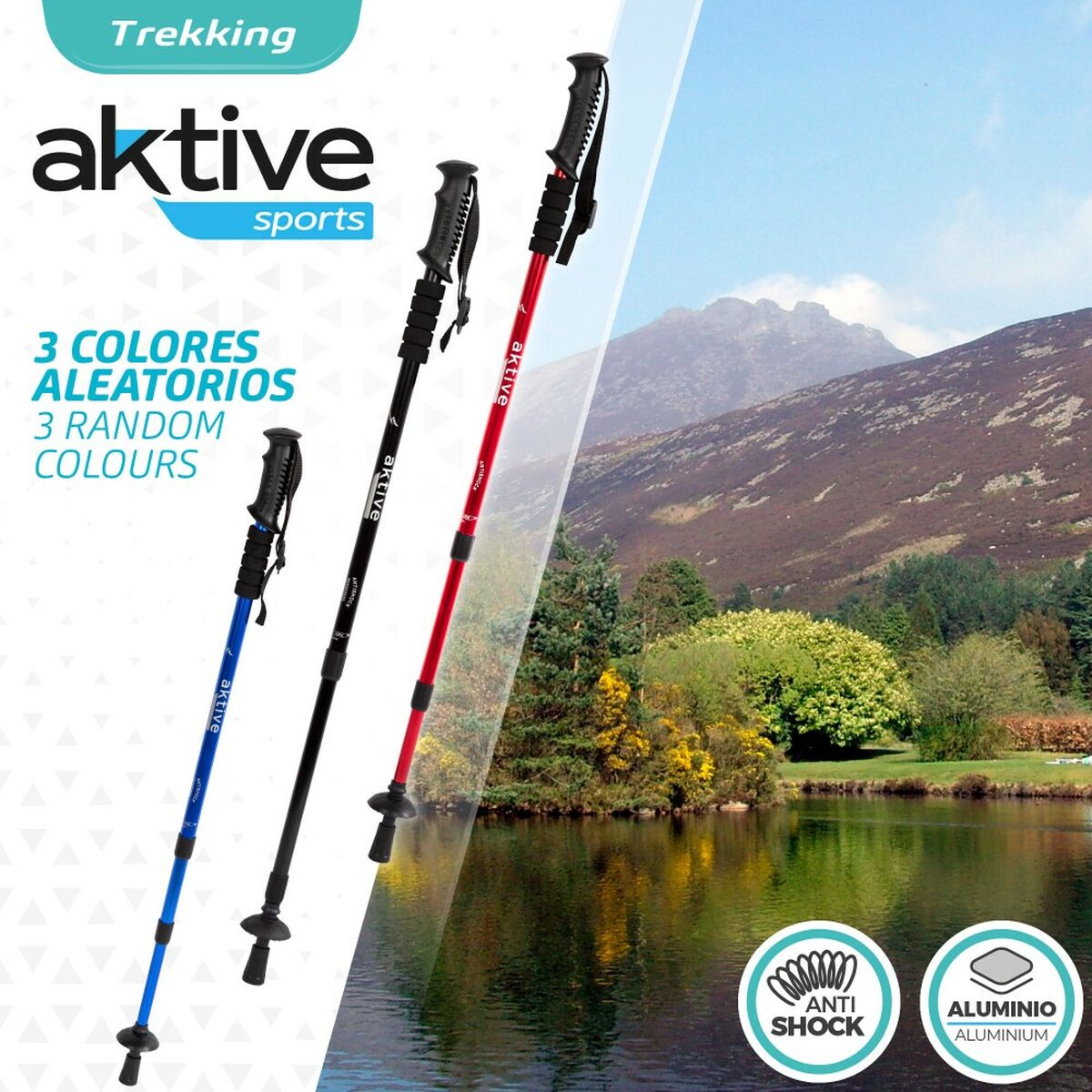 Bastone da Trekking Aktive Alluminio 135 cm (10 Unità)