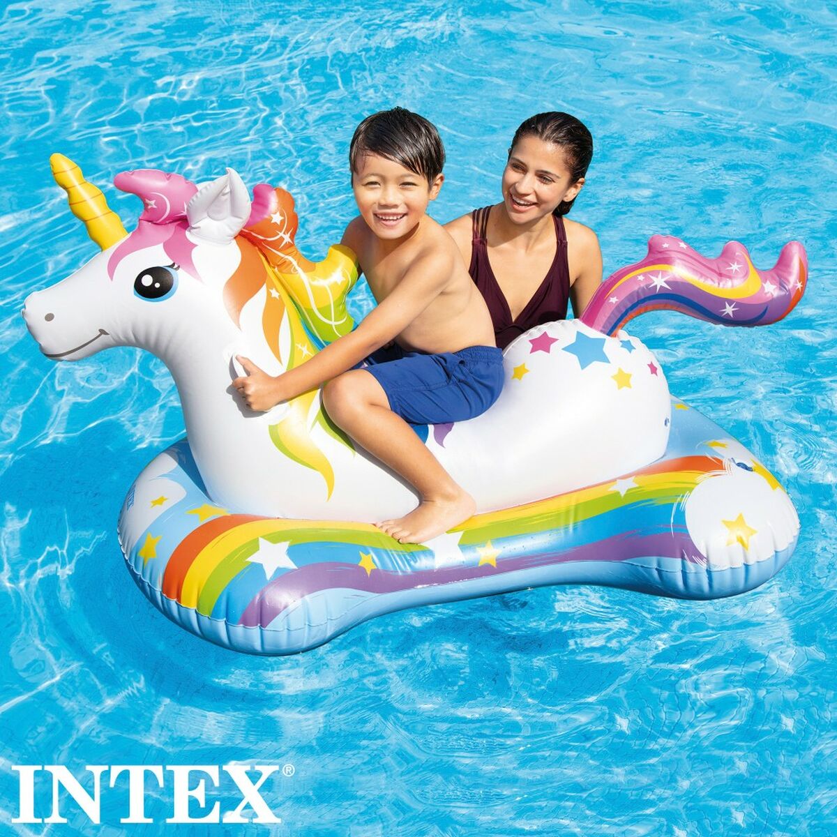 Figura Gonfiabile per Piscina Intex Unicorno 163 x 82 x 86 cm (6 Unità)