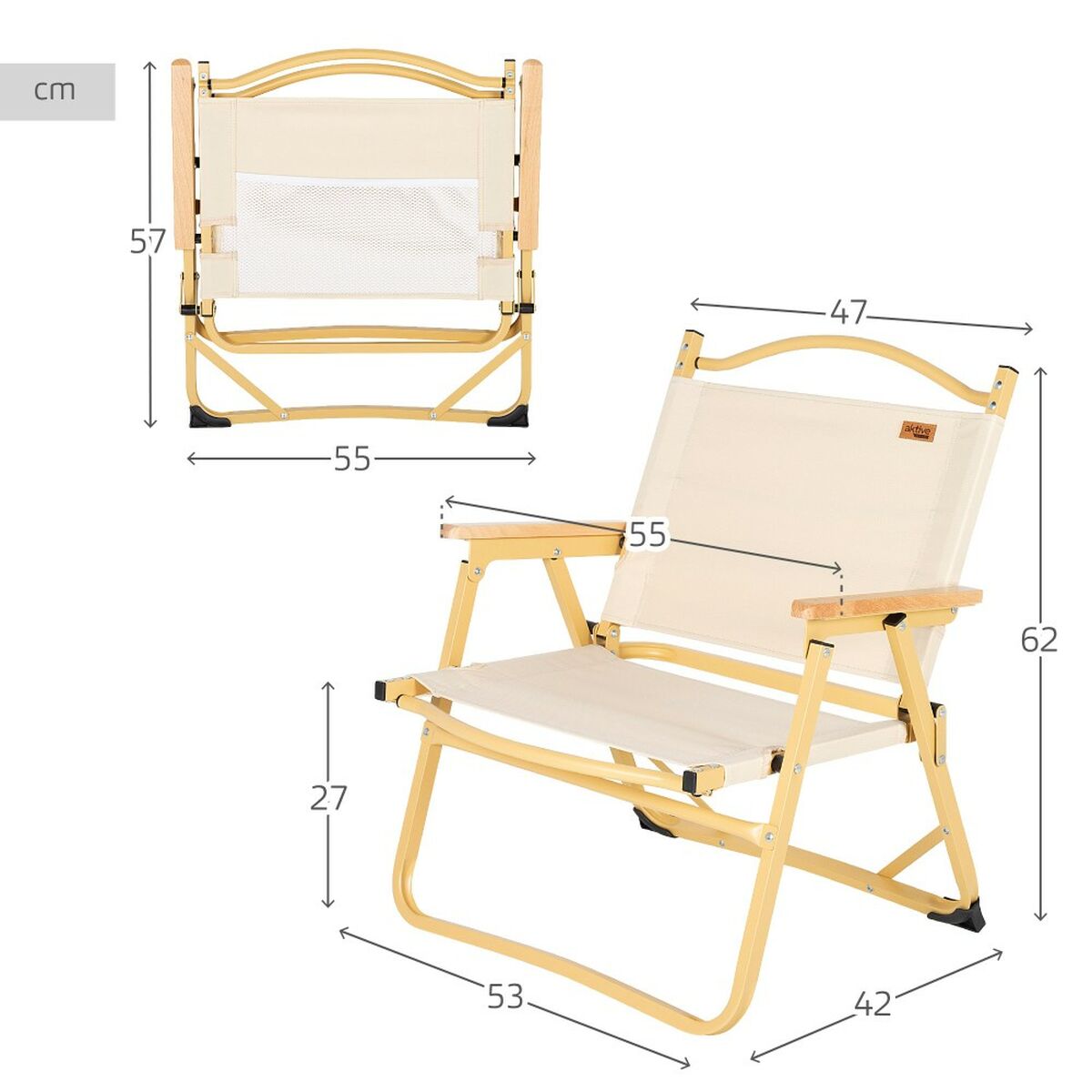 Sedia da Campeggio Pieghevole Aktive Sabana 47 x 62 x 42 cm (2 Unità)