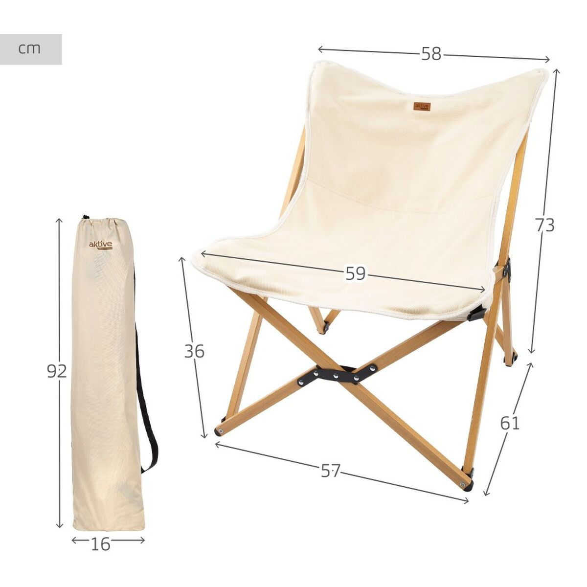 Sedia da Campeggio Pieghevole Aktive Terra 58 x 73 x 61 cm (2 Unità)
