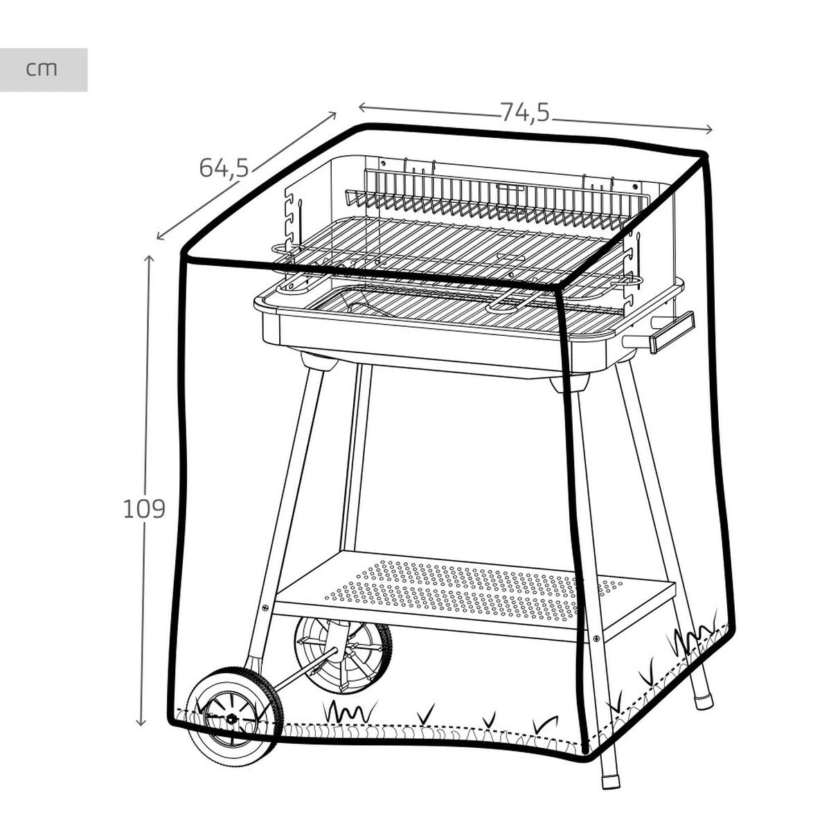 Coperchio di protezione per barbecue Aktive Nero 6 Unità 74,5 x 109 x 64,5 cm