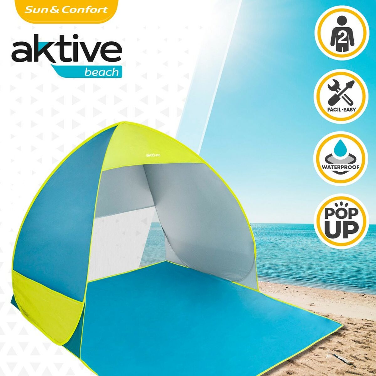 Parabrezza Aktive Azzurro Verde Poliestere 160 x 110 x 140 cm
