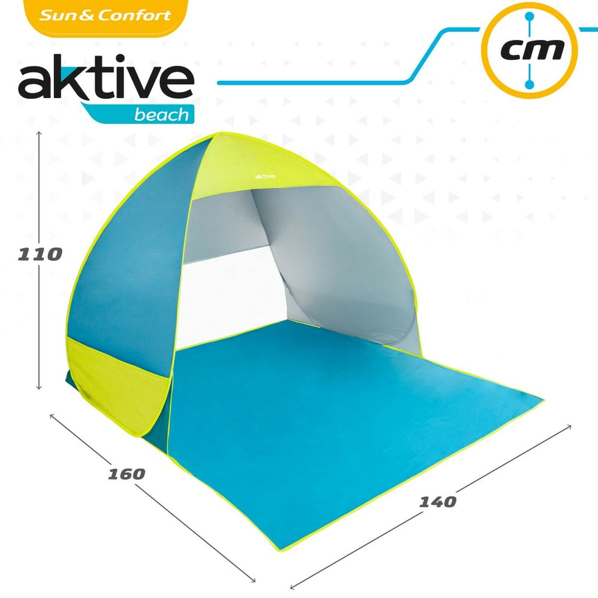 Parabrezza Aktive Azzurro Verde Poliestere 160 x 110 x 140 cm