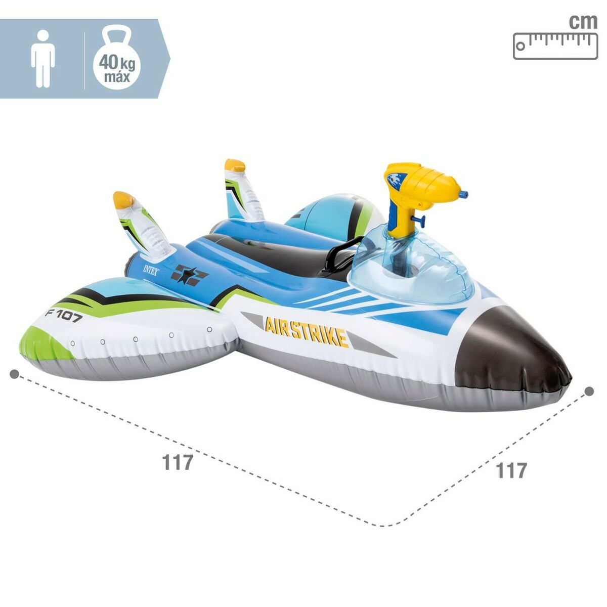 Materassino Gonfiabile Intex Pistola ad Acqua Aereo 117 x 117 cm (6 Unità)