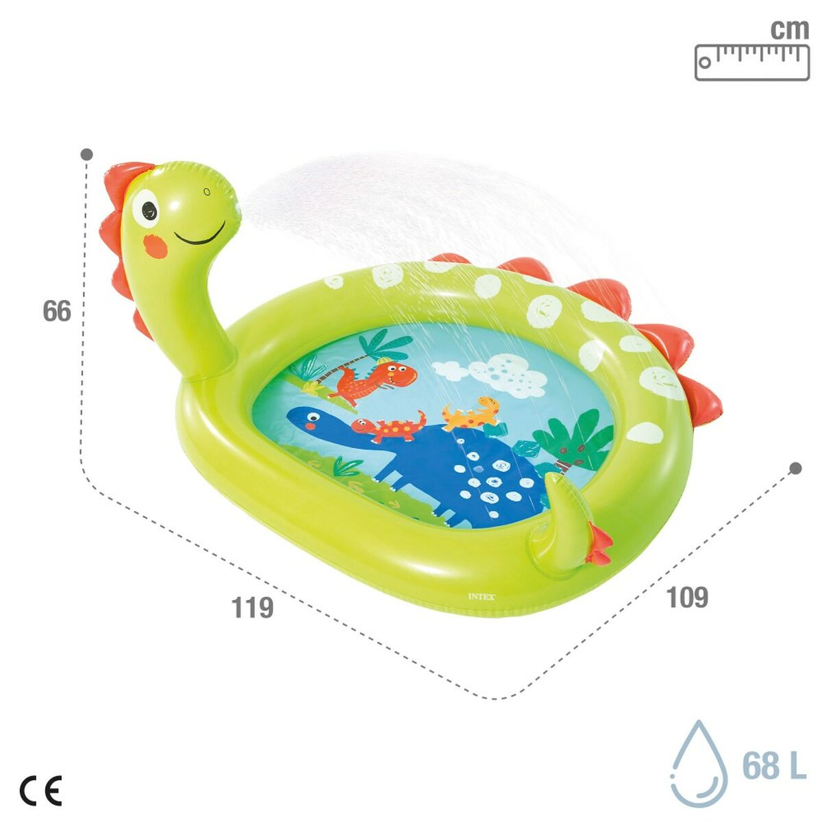 Piscina Gonfiabile per Bambini Intex Dinosauro 68 L 119 x 66 x 109 cm Verde (6 Unità)