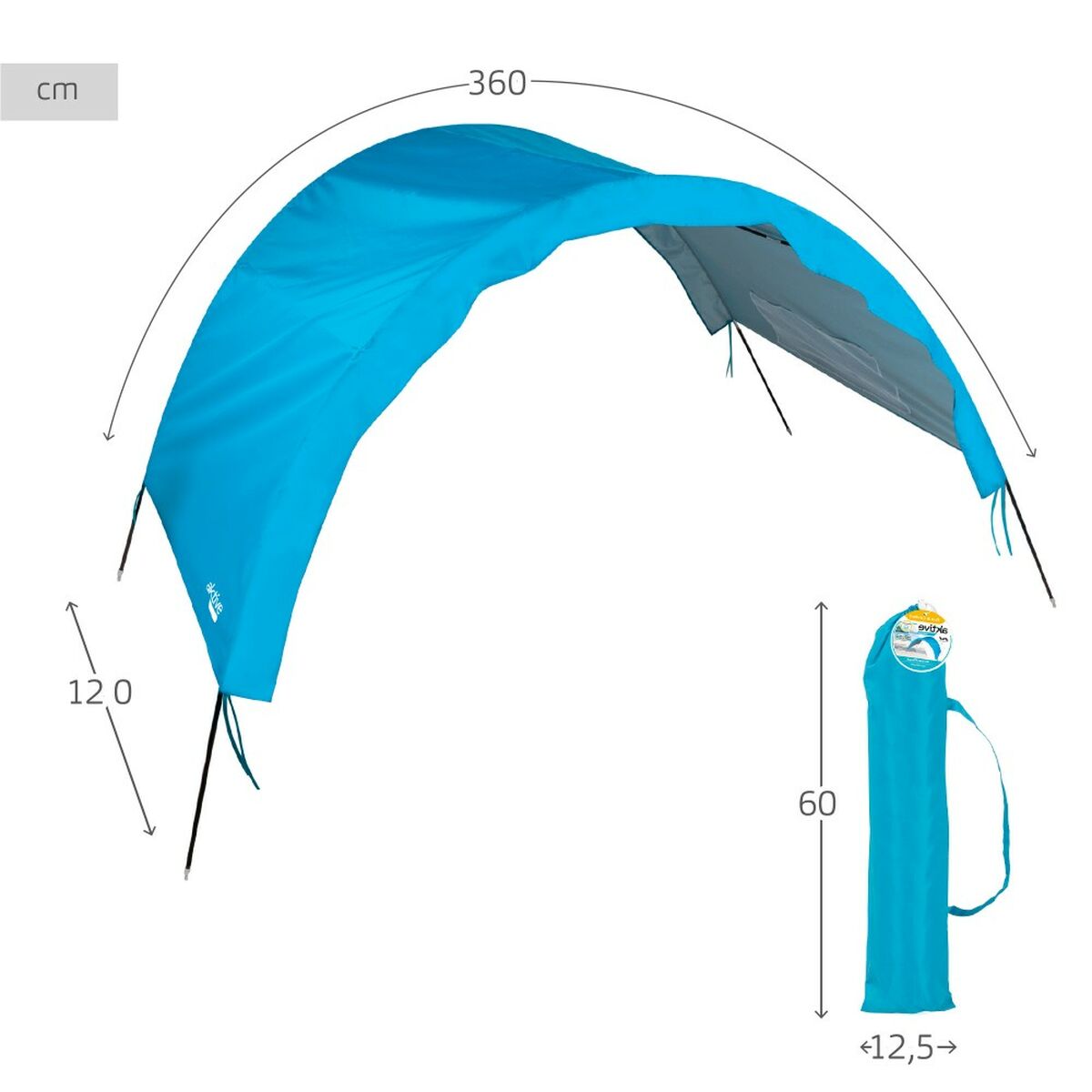 Tenda Aktive Azzurro Spiaggia Poliestere 360 x 120 x 150 cm
