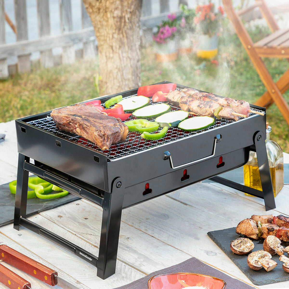 Barbecue Pieghevole Portatile a Carbone BearBQ InnovaGoods V0103439 Ferro (Ricondizionati B)
