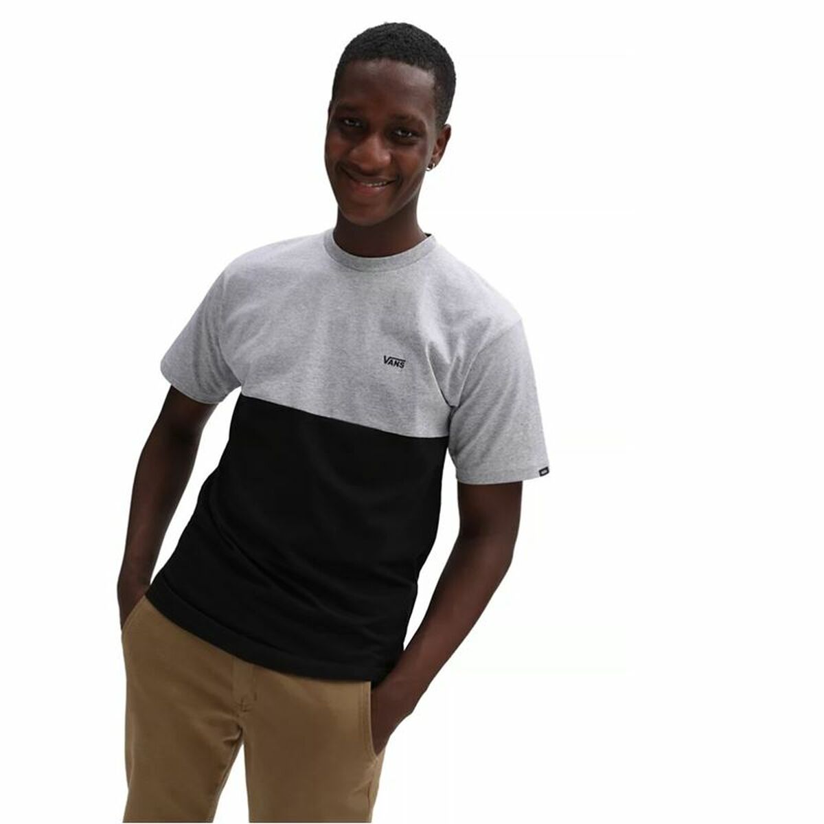 Maglia a Maniche Corte Uomo Vans Colorblock Nero Grigio