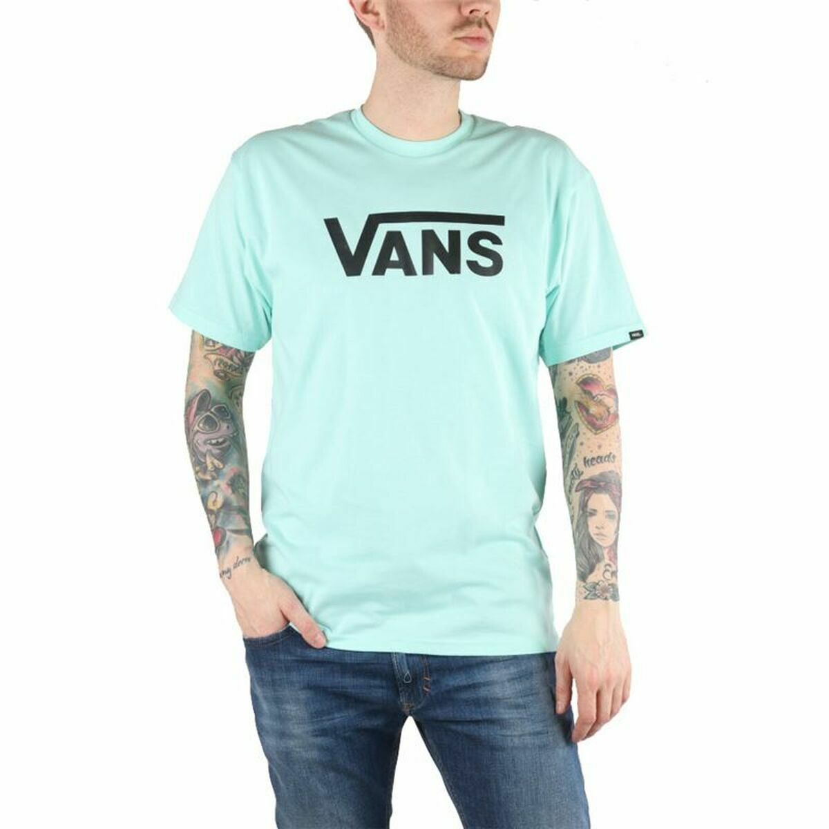 Maglia a Maniche Corte Uomo Vans Drop V-B Acquamarina
