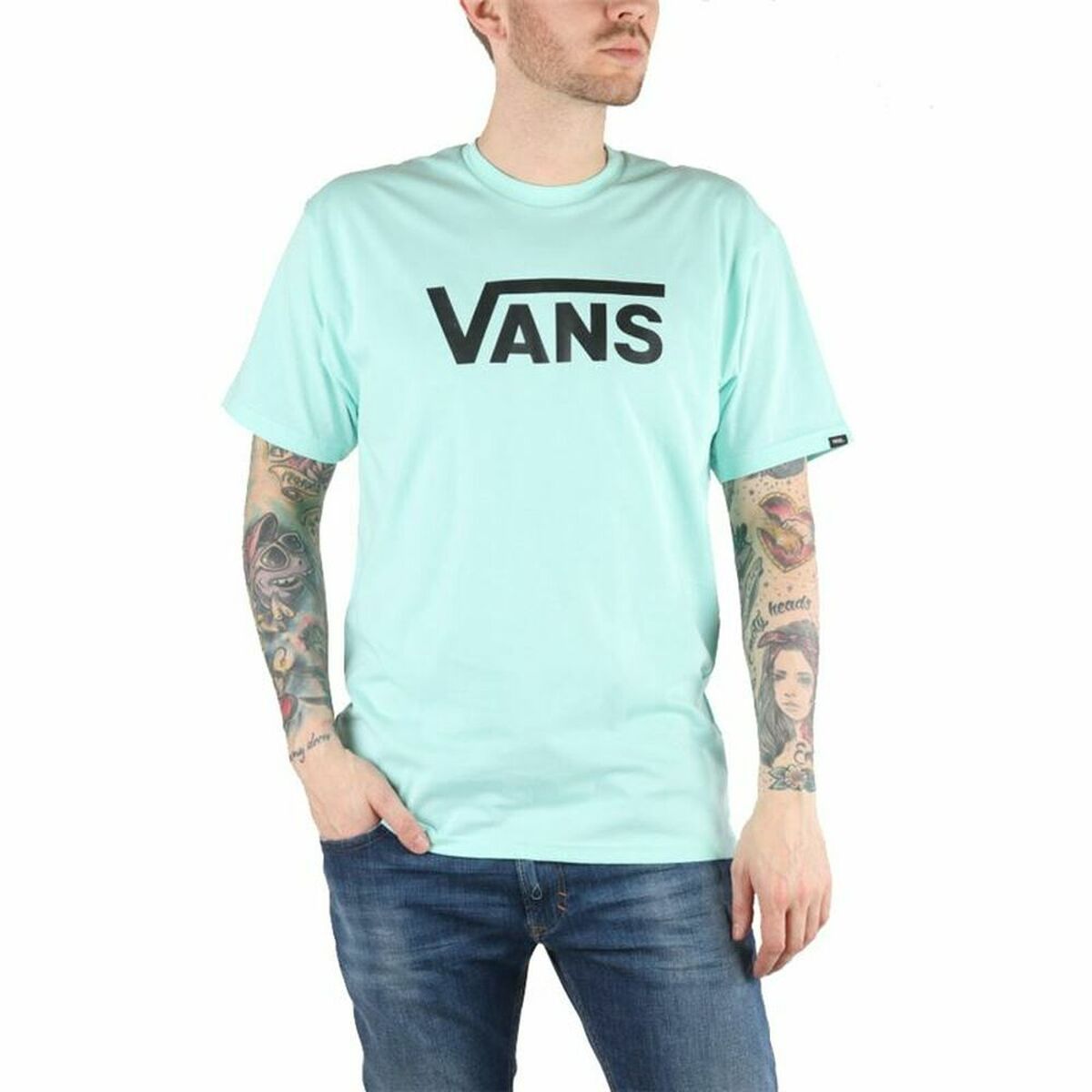 Maglia a Maniche Corte Uomo Vans Drop V-B Acquamarina