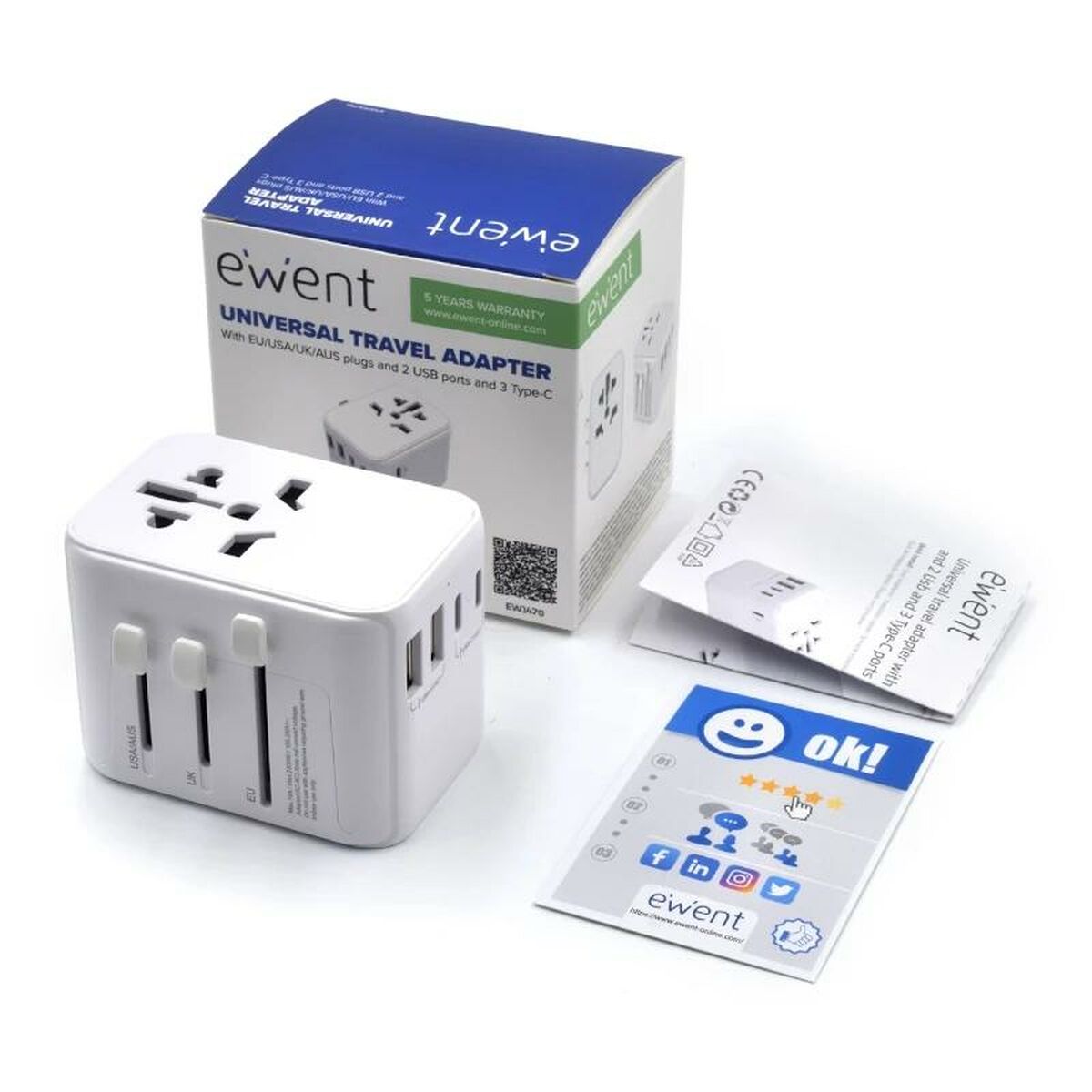 Adattatore di Corrente Ewent EW1470 USB USB-C
