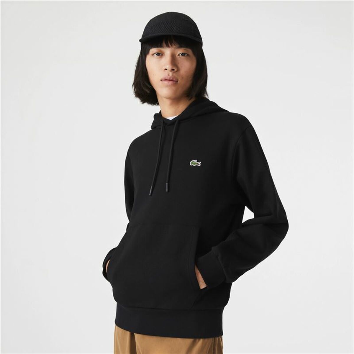 Felpa con Cappuccio Uomo Lacoste Nero