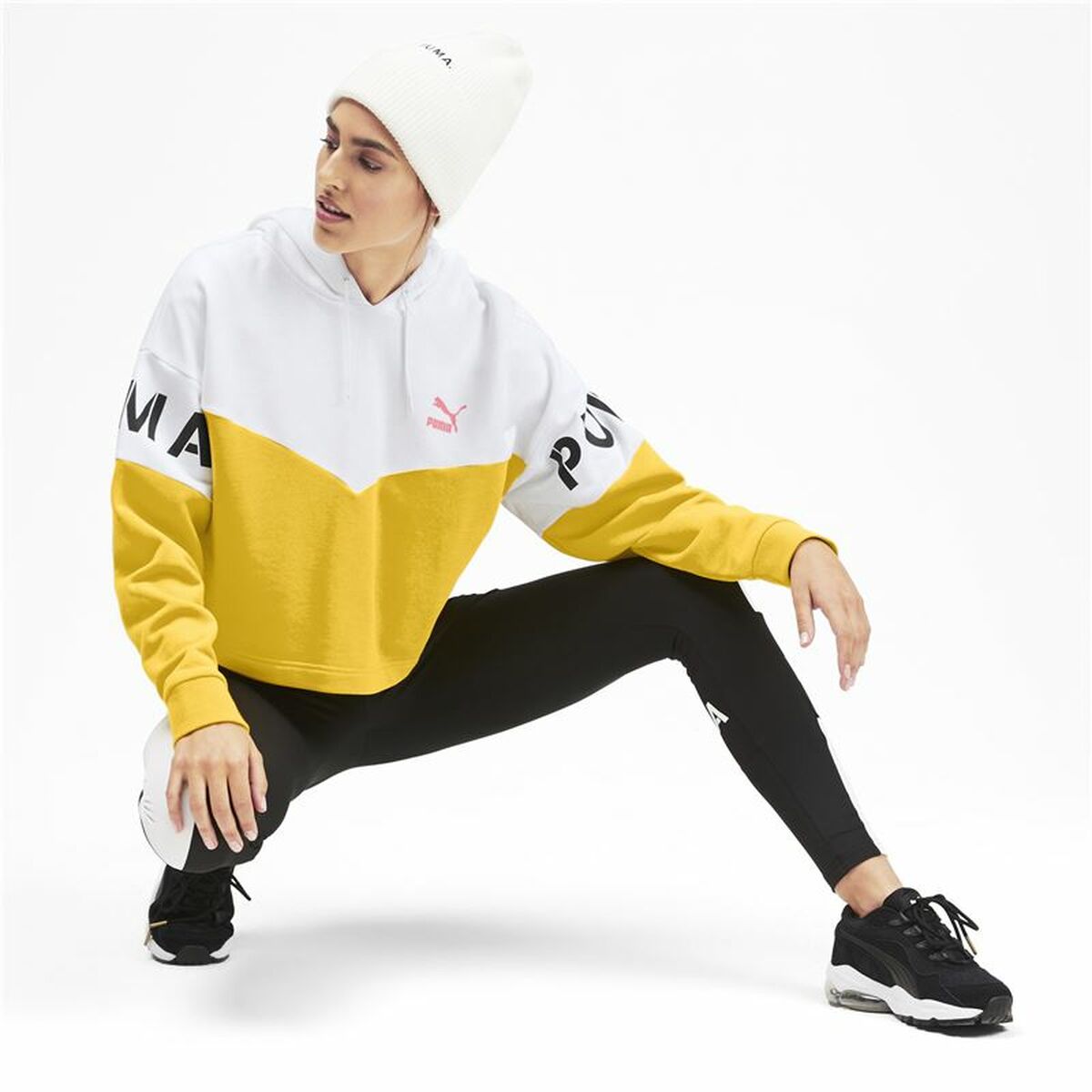 Felpa con Cappuccio Donna Puma XTG Giallo