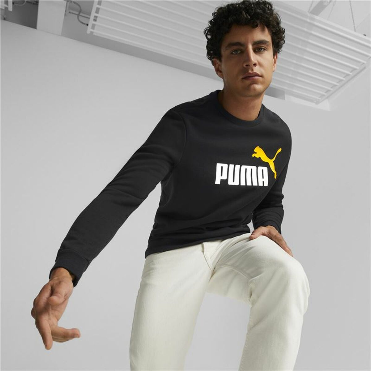 Felpa senza Cappuccio Uomo Puma Essentials Nero