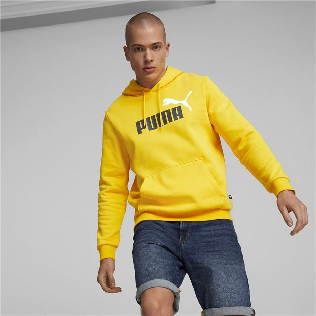Felpa con Cappuccio Uomo Puma Essentials + Two Tone Big Logo Giallo