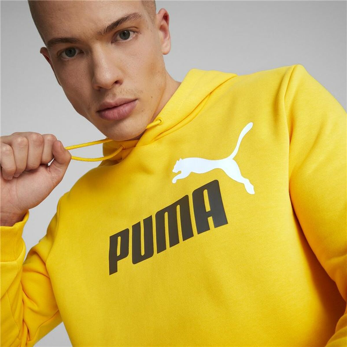 Felpa con Cappuccio Uomo Puma Essentials + Two Tone Big Logo Giallo