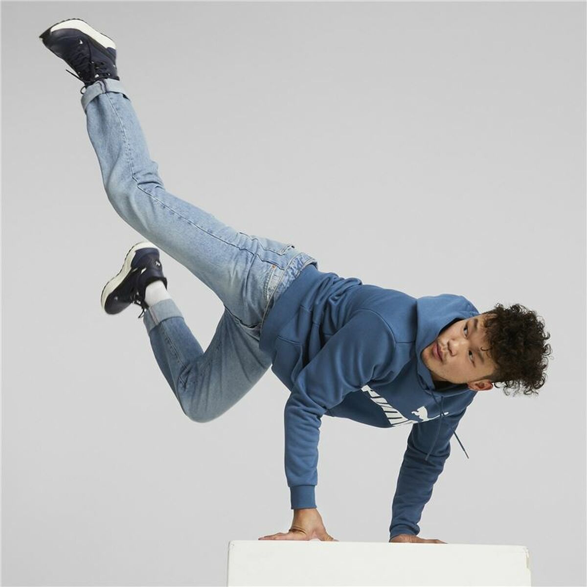 Felpa con Cappuccio Uomo Puma Big Logo Azzurro