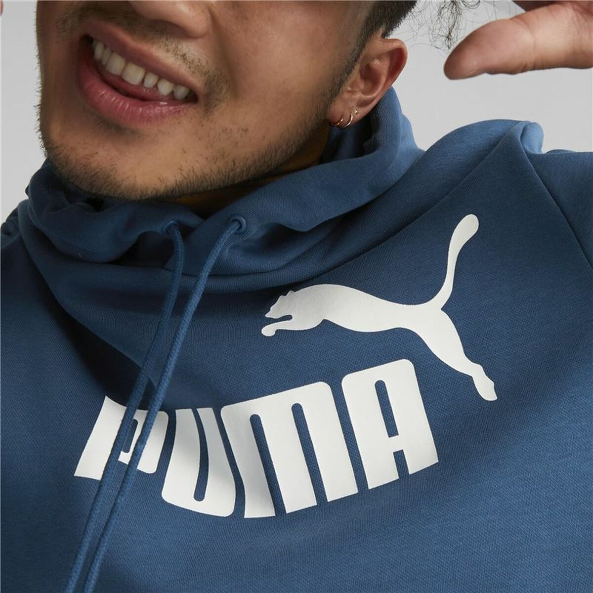 Felpa con Cappuccio Uomo Puma Big Logo Azzurro