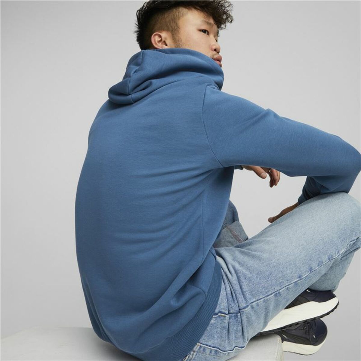 Felpa con Cappuccio Uomo Puma Big Logo Azzurro