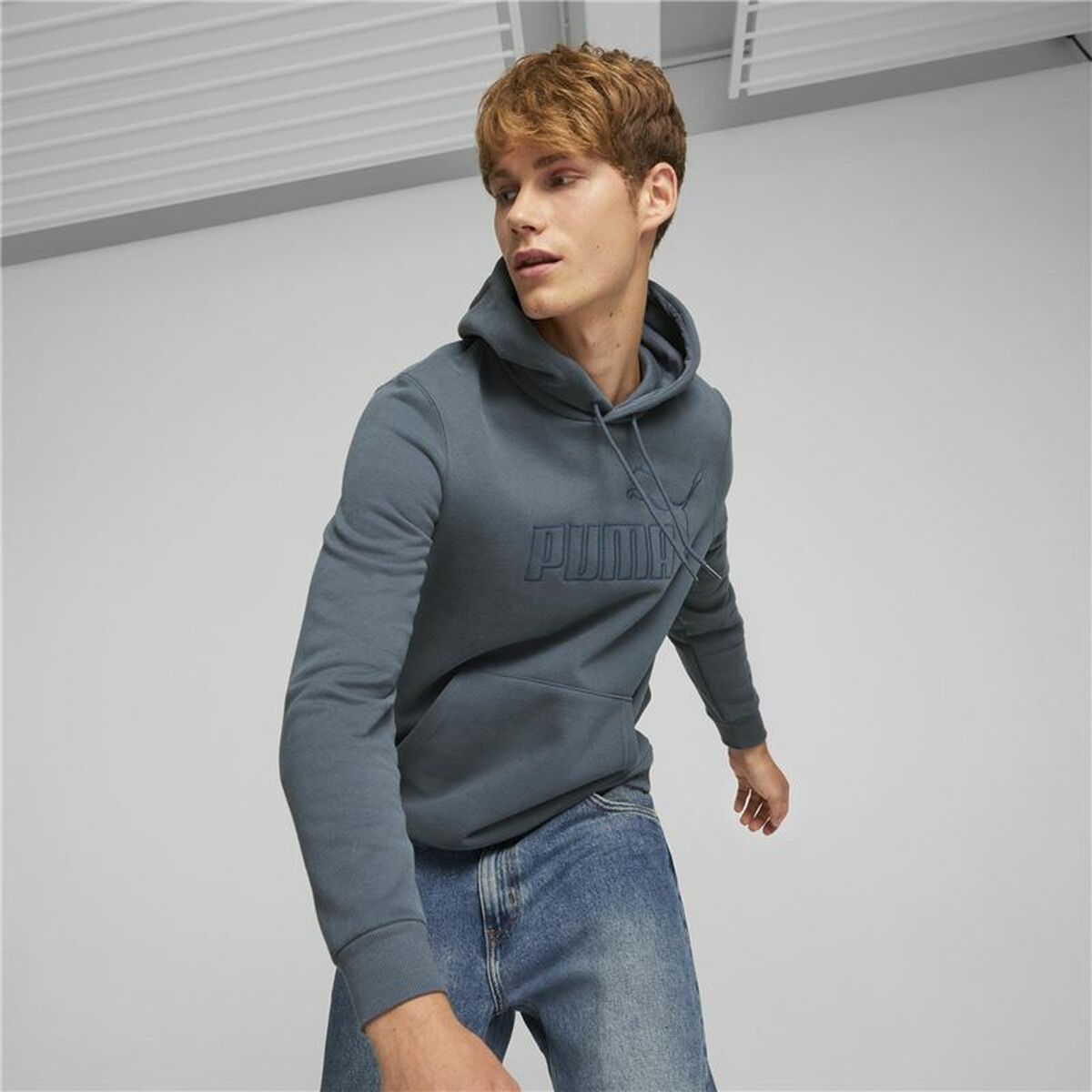 Felpa con Cappuccio Uomo Puma Essential Azzurro