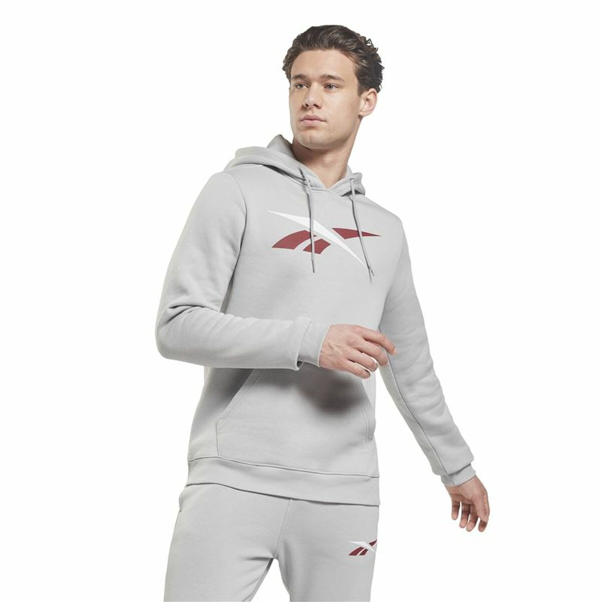 Felpa con Cappuccio Uomo Reebok Essentials Vector Grigio