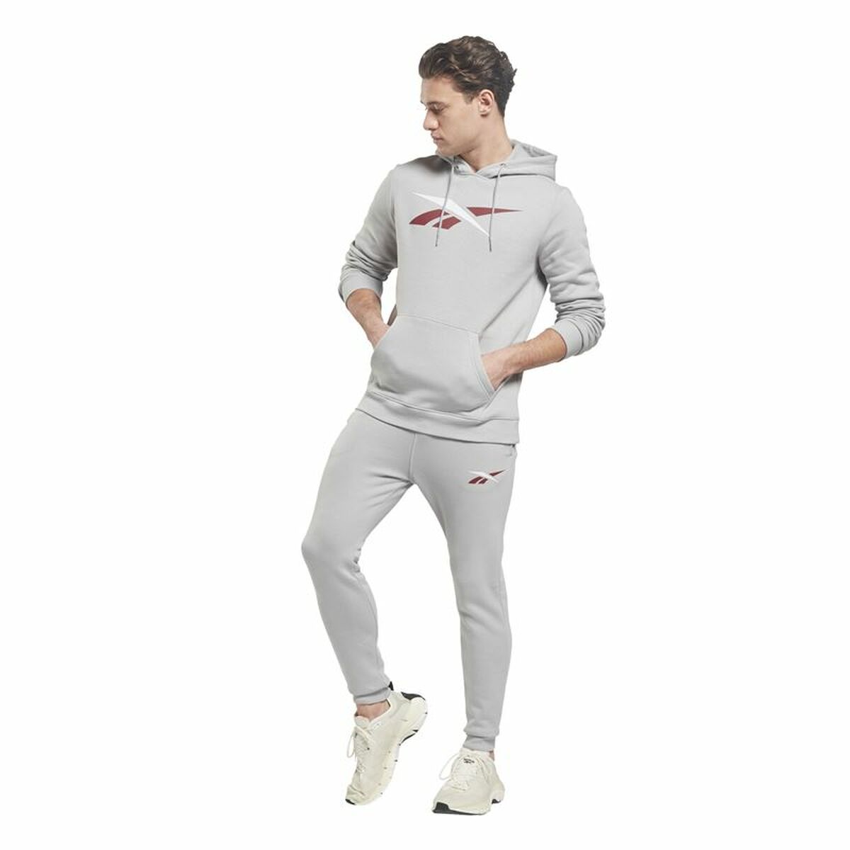 Felpa con Cappuccio Uomo Reebok Essentials Vector Grigio