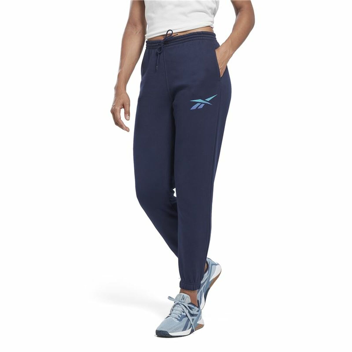 Pantalone Lungo Sportivo Reebok Vector Graphic Blu Marino Donna