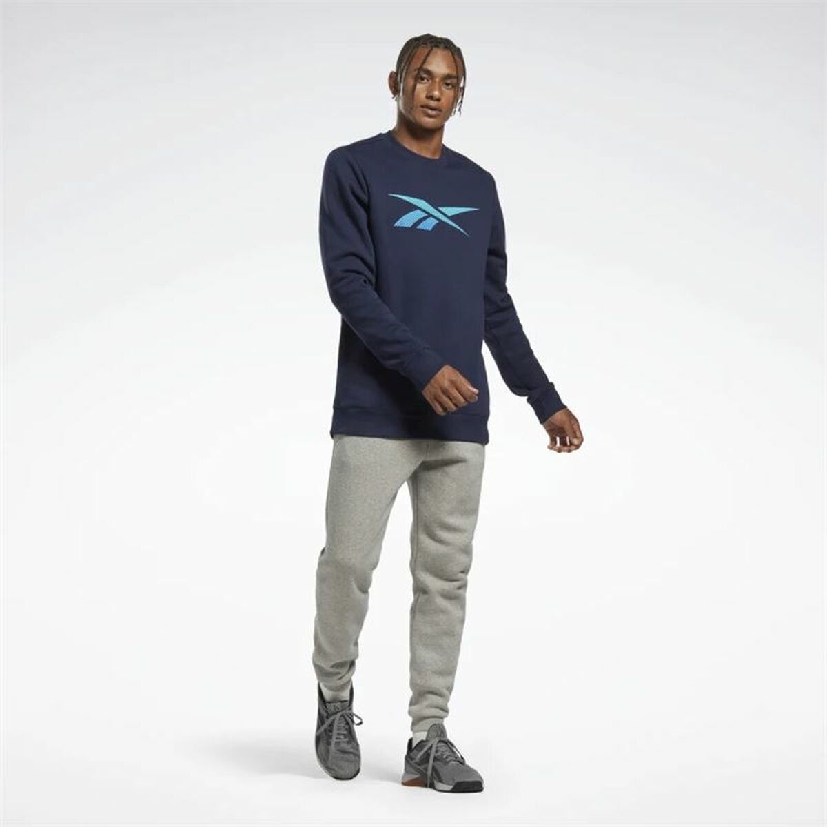 Felpa senza Cappuccio Uomo Reebok Identity Fleece Crew Blu scuro