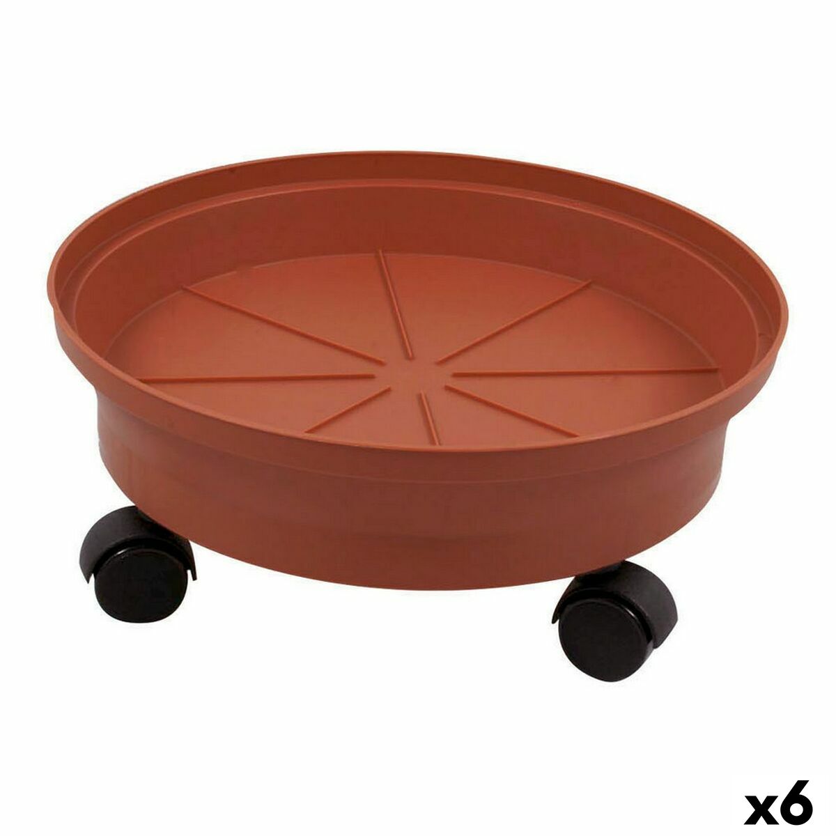 Supporto con Ruote per Vasi Green Time Greentime Con ruote Marrone 28 x 28 x 7 cm