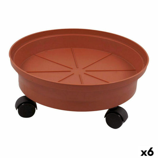 Supporto con Ruote per Vasi Green Time Greentime Con ruote Marrone 28 x 28 x 7 cm
