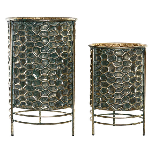 Vaso DKD Home Decor Azzurro Dorato Metallo Coloniale Consumato 32 x 32 x 51 cm (2 Unità) (2 pcs)