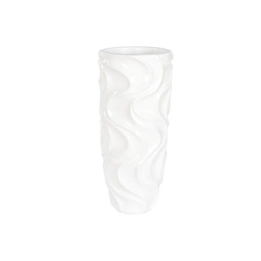 Vaso Home ESPRIT Bianco Fibra di Vetro Onde 40 x 40 x 91 cm
