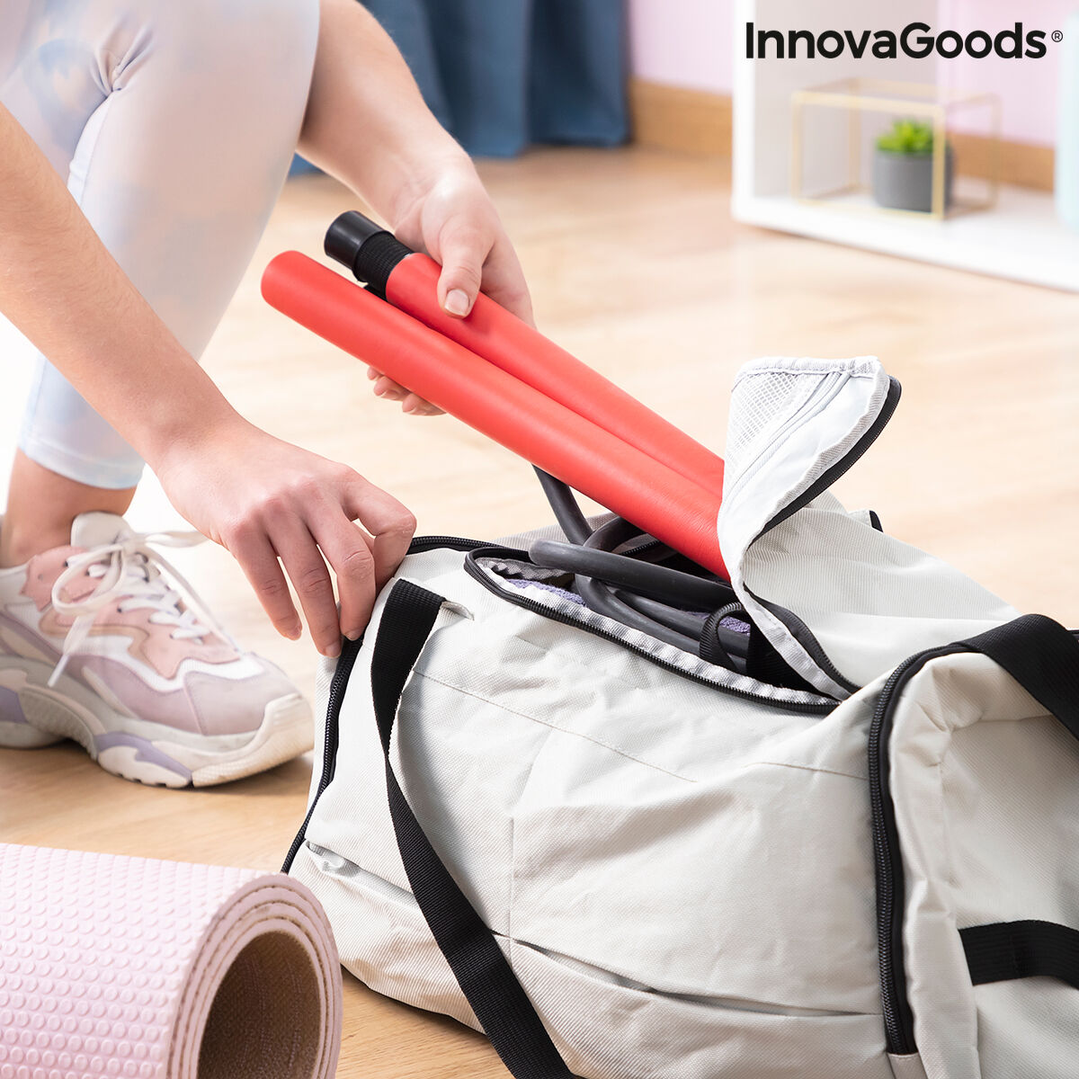 Barra da Fitness con Bande Elastiche e Manuale per gli Esercizi Resibar InnovaGoods V0103467 Nero (Ricondizionati B)